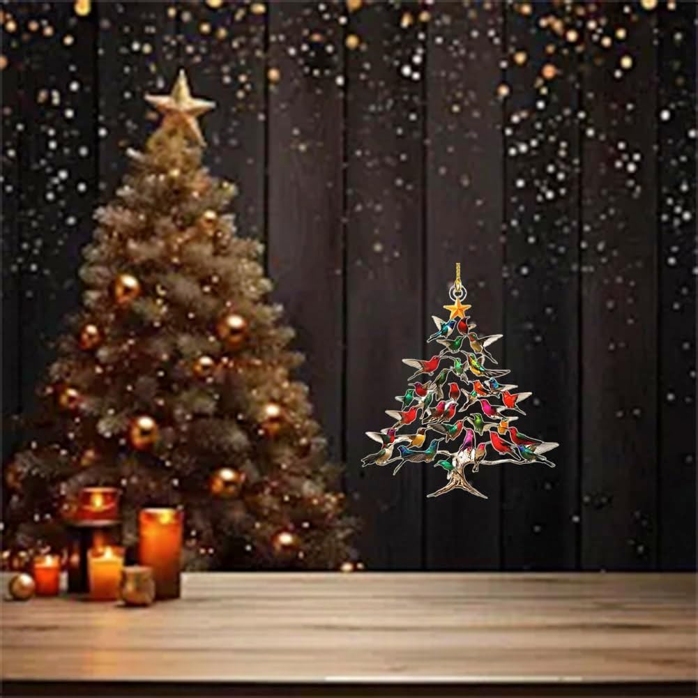 Colorful Stack Hummingbird Christmas Ornament 3Pcs