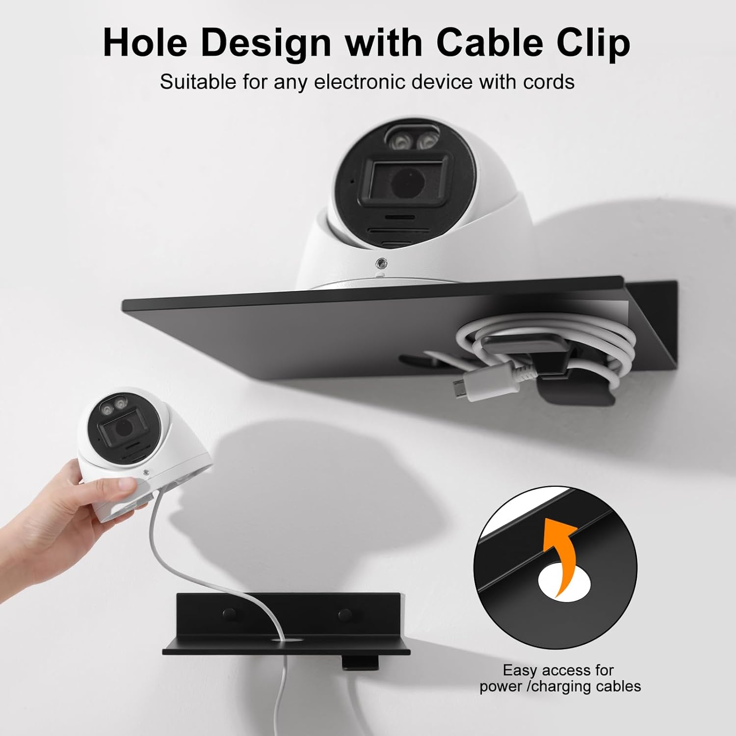 Small Floating Shelves with Bluetooth Speaker Mount 6 Inch 2 Pack Aluminum
