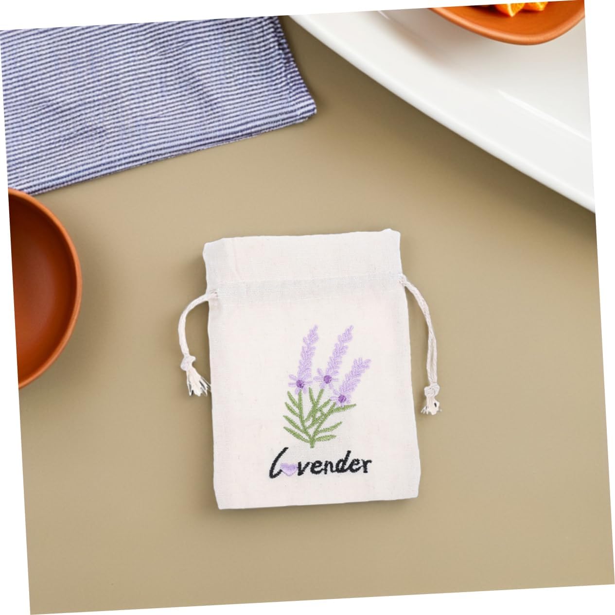Zerodeko 5pcs Canvas Drawstring Pouches for Jewelry and Aromatherapy
