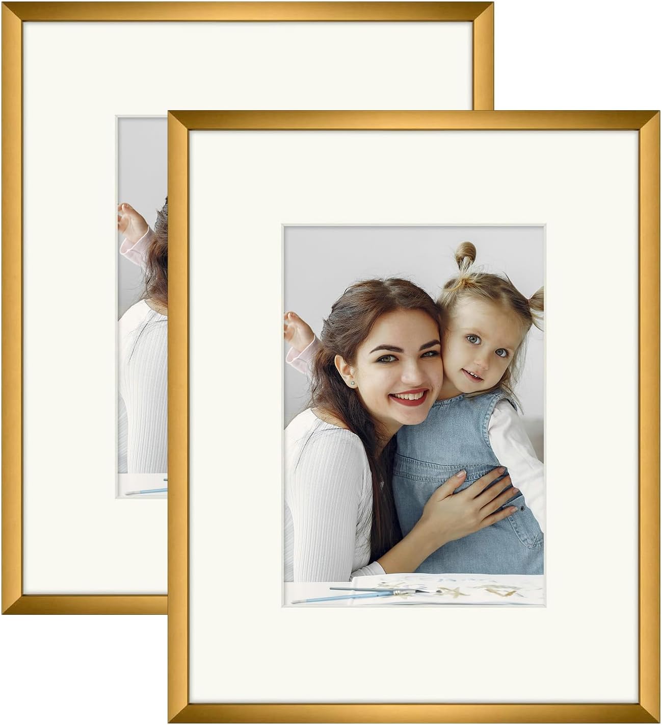 Golden State Art 8x10 Aluminum Frame with Real Glass and Ivory Mat