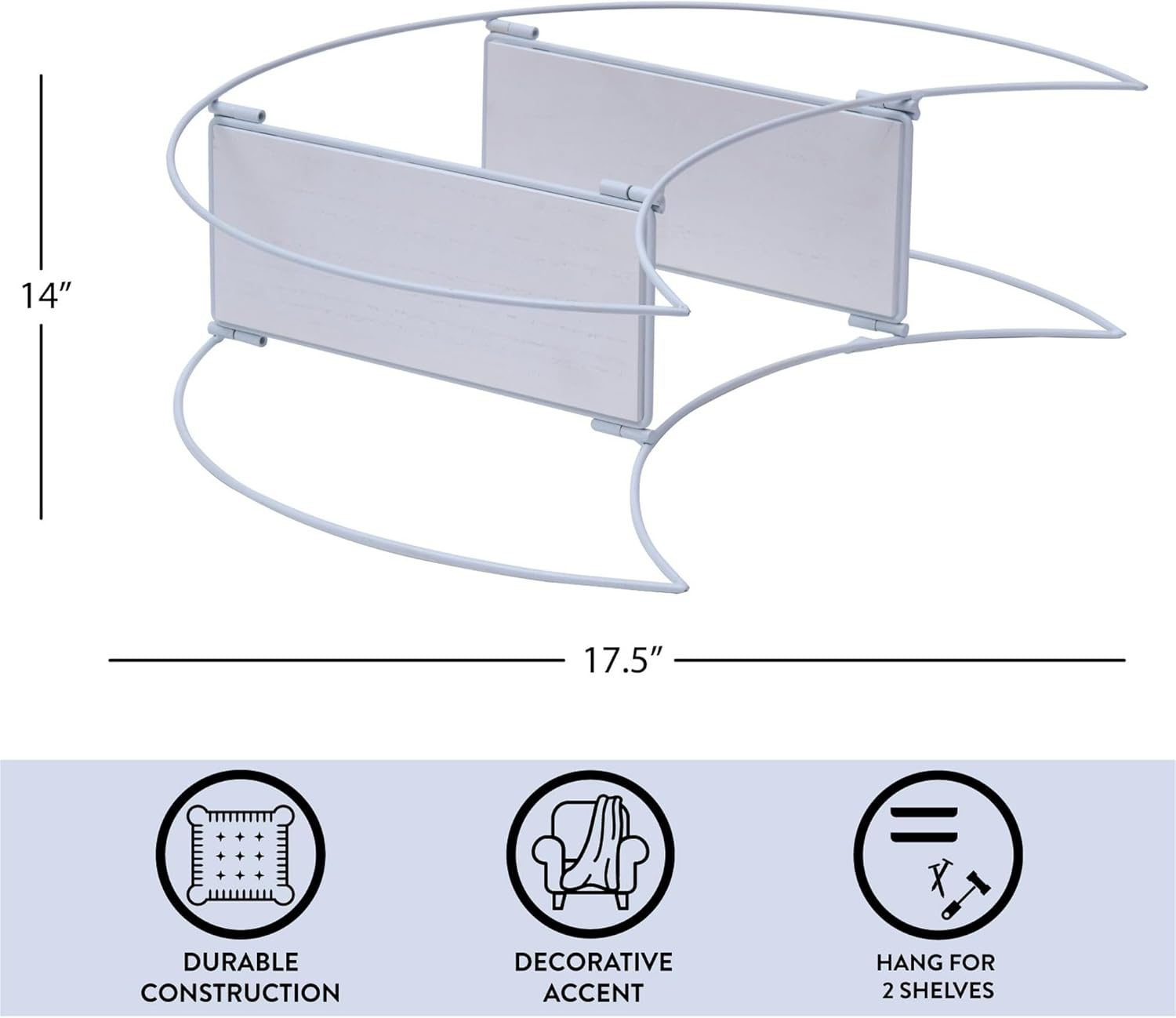 Urban Lifestyle 2-Tier Floating Shelf with Crescent Moon Design