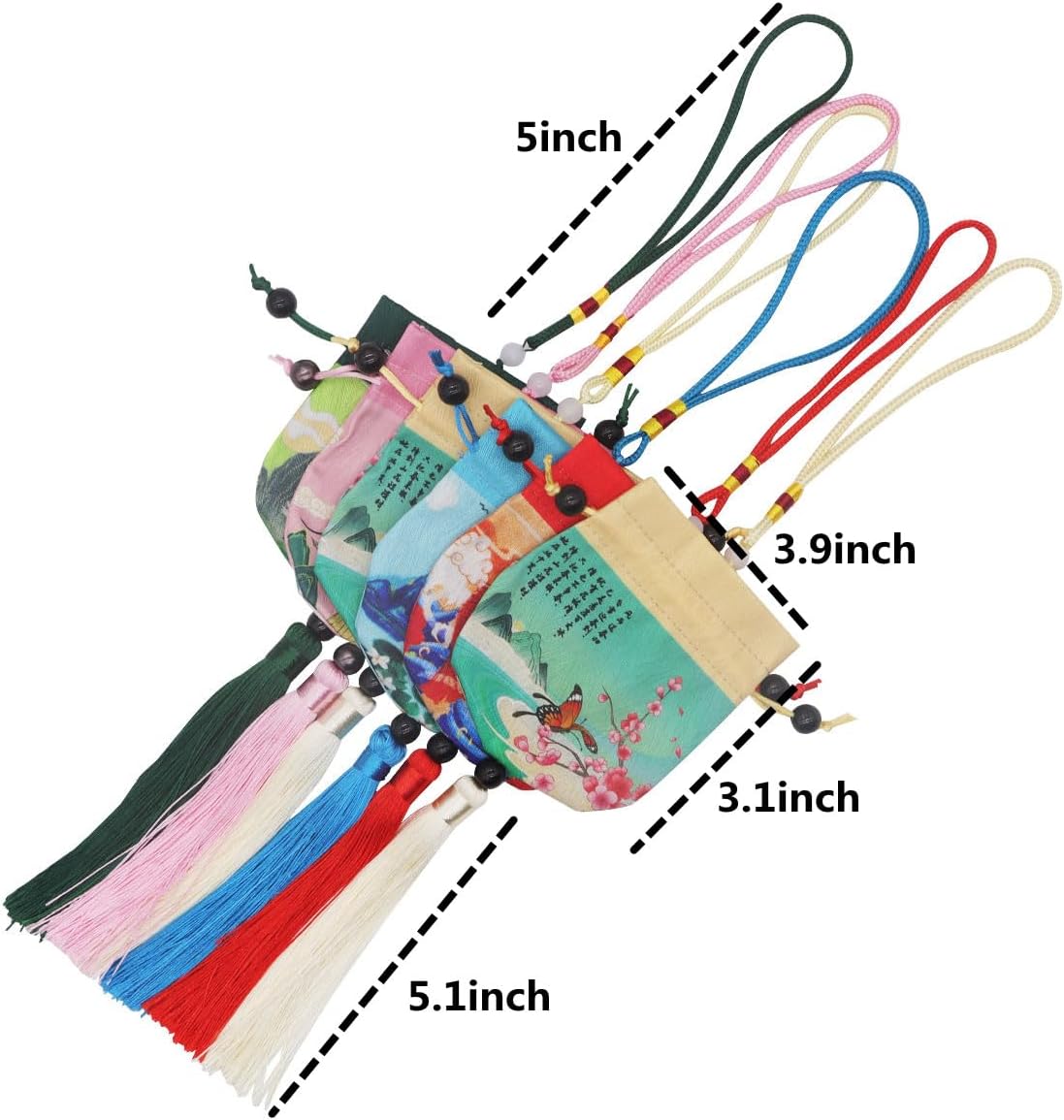 20PCS Chinese Style Silk Drawstring Sachet Bags