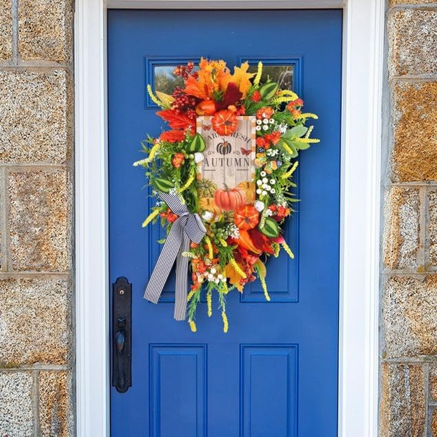 Thanksgiving Wooden Door Wreath Decor Hanger