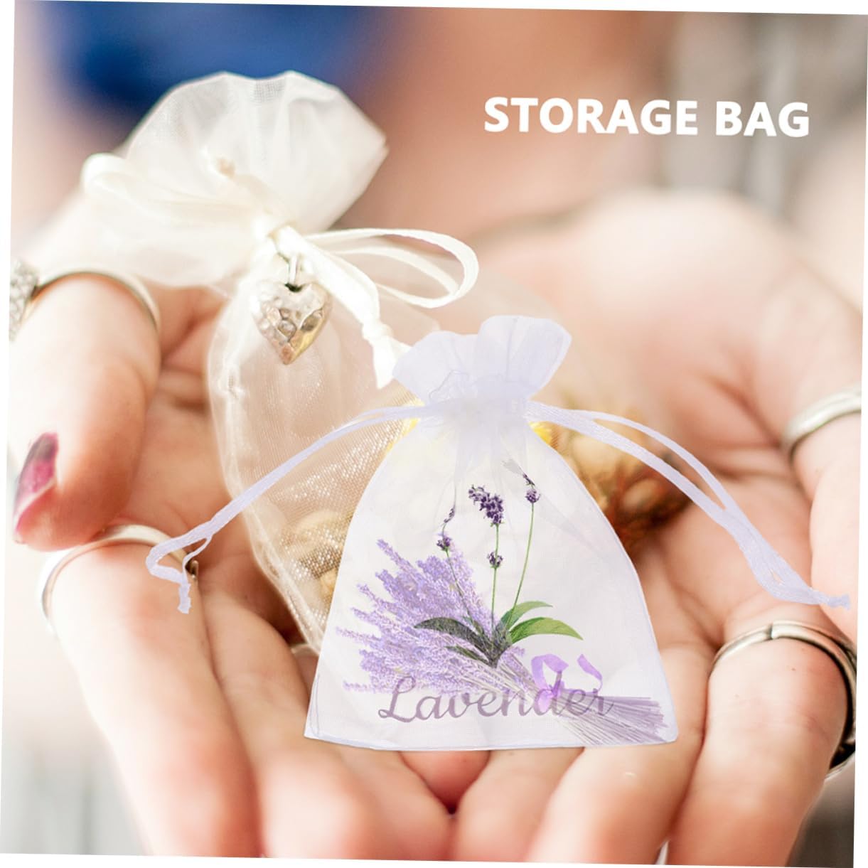 HEALLILY 50pcs Lavender Scented Mesh Sachet Bags