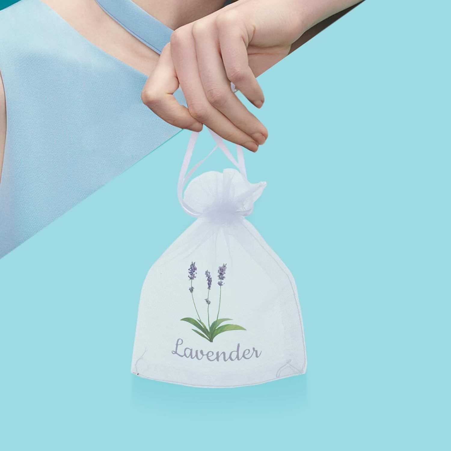 Amosfun 20pcs Organza Lavender Sachets Bags Drawstring Closure Spacious Storage