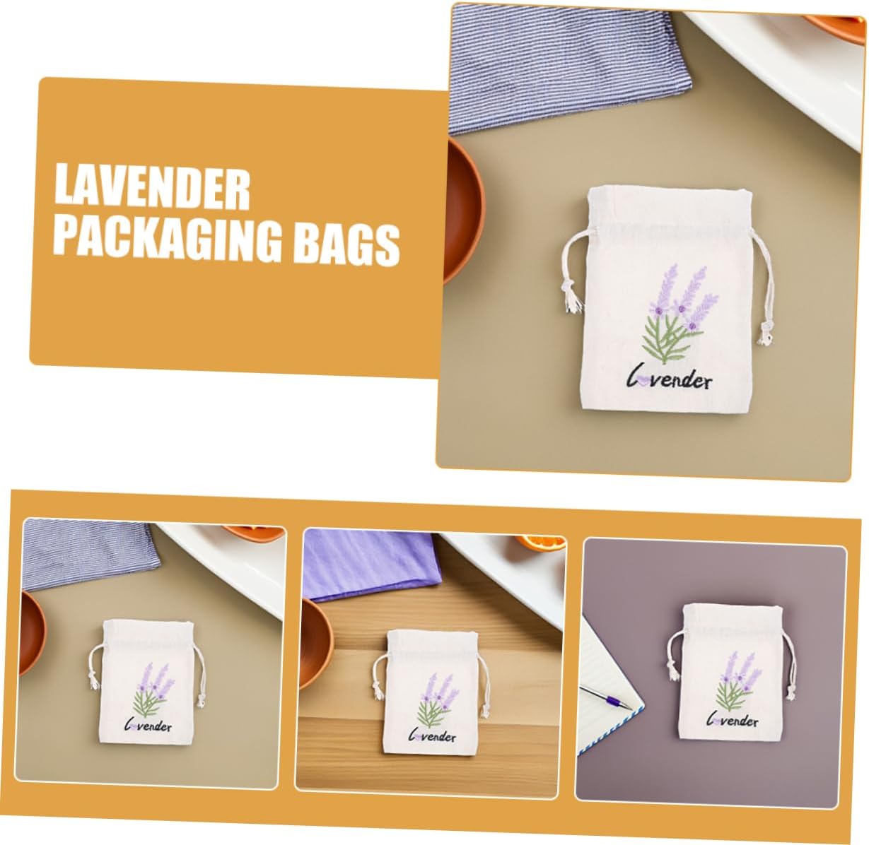 Zerodeko 5pcs Canvas Drawstring Pouches for Jewelry and Aromatherapy