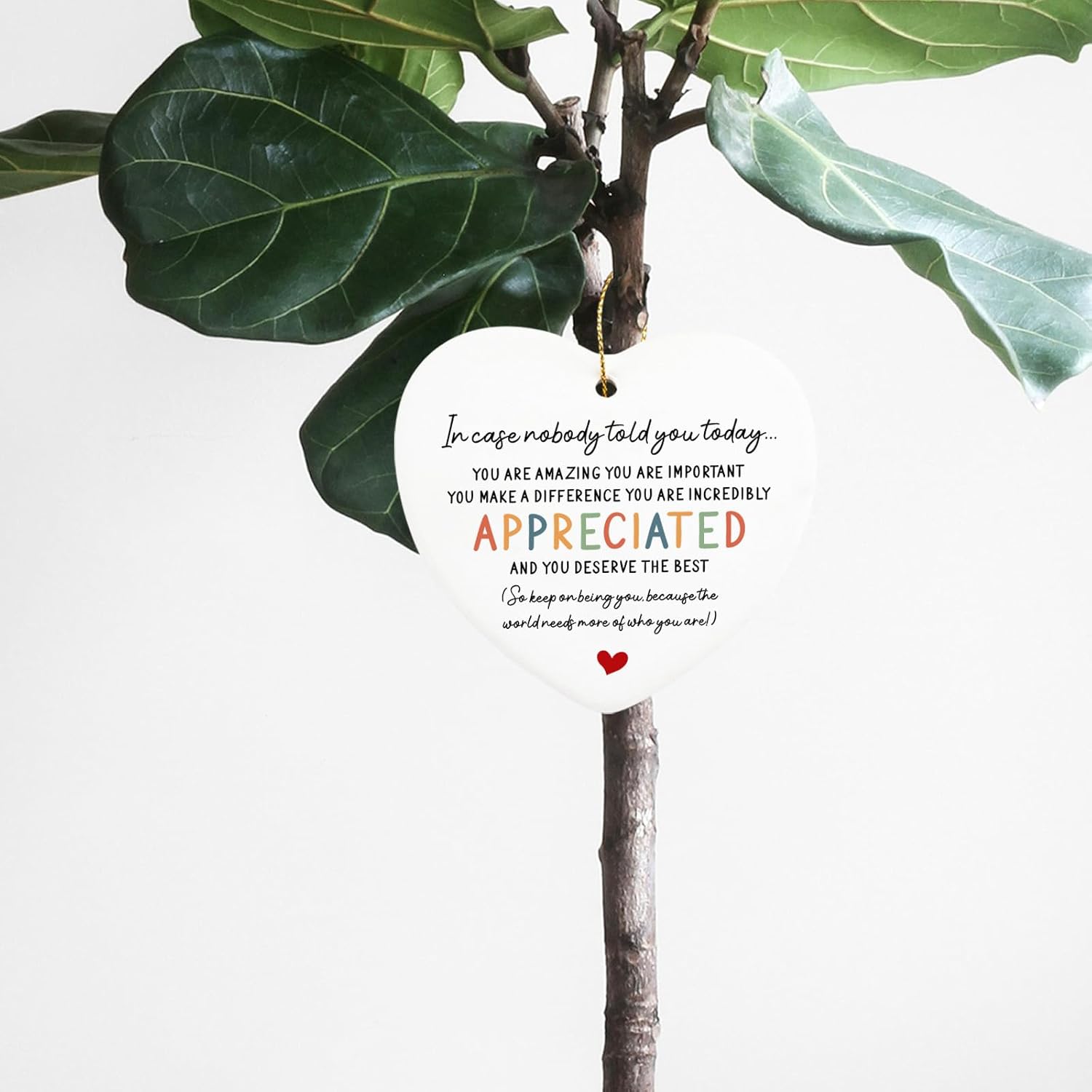 Inspirational Hanging Ornament for Women You Are Amazing Ceramic Heart Keepsake