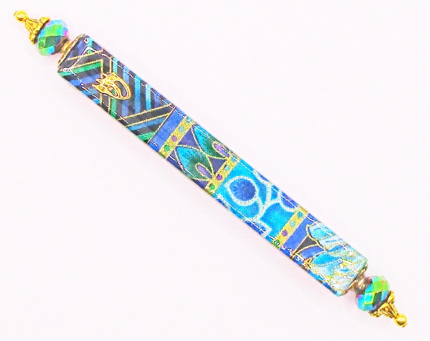 Handmade Blue and Teal Mezuzah Decor