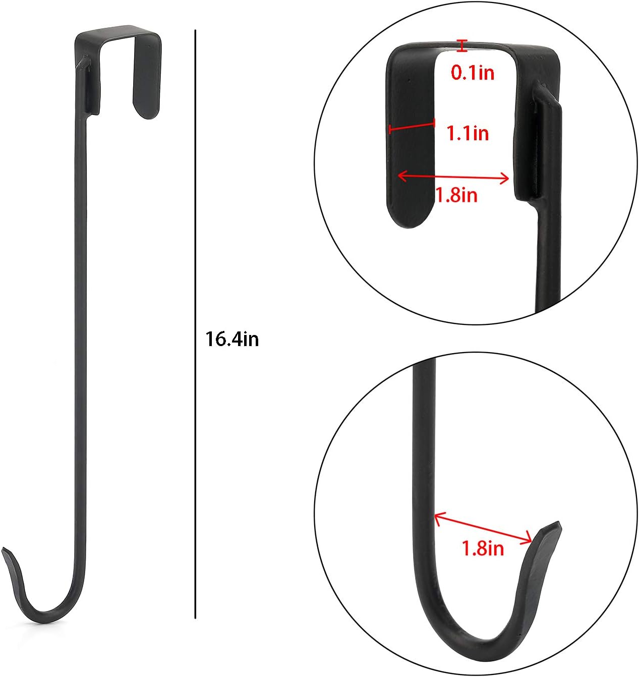 Jemeni 16 Inch Wreath Hanger 2 Pack Matte Black Wrought Iron