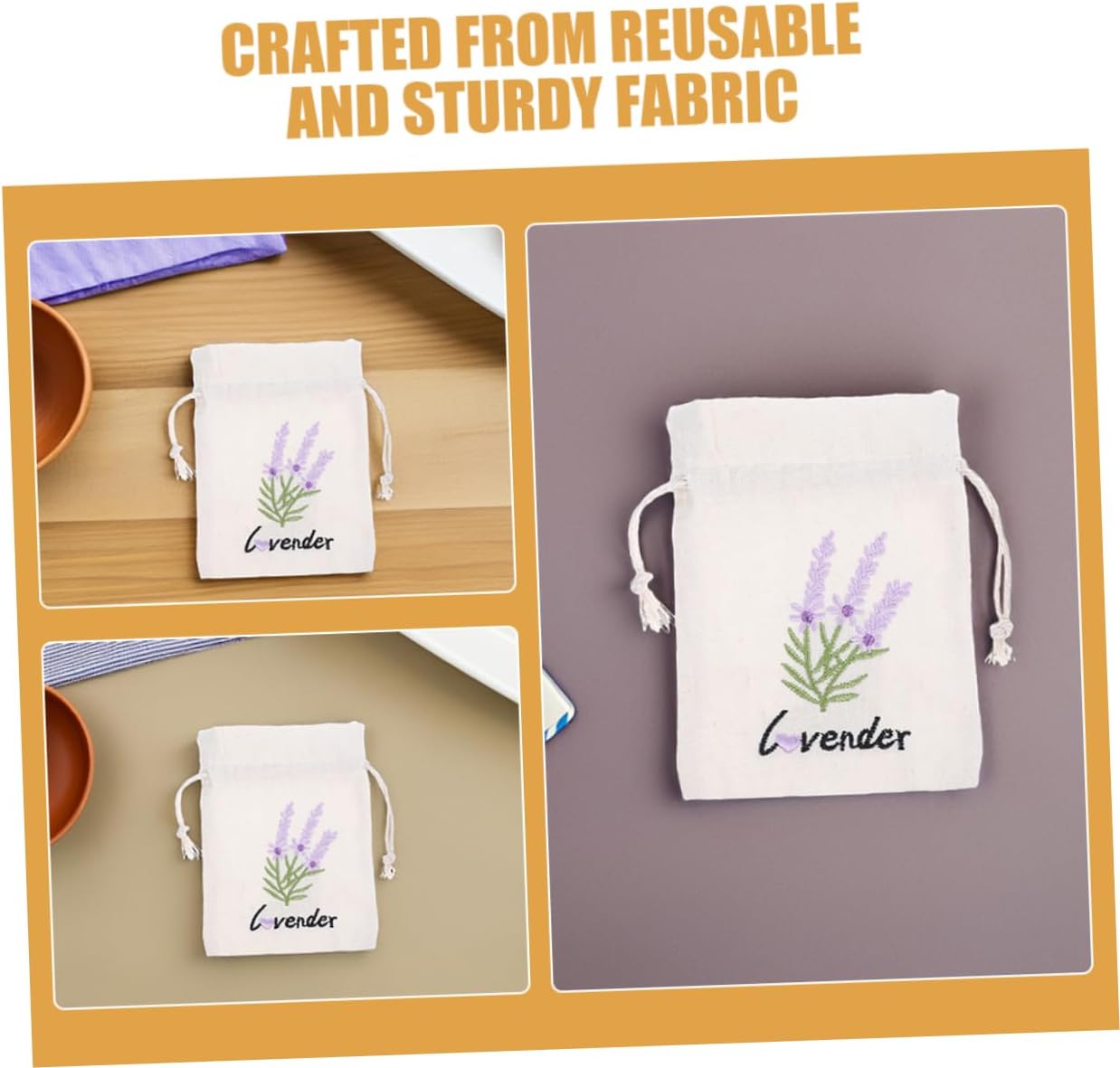 Cabilock 5pcs Lavender Sachet Bags Drawstring Favor Pouches