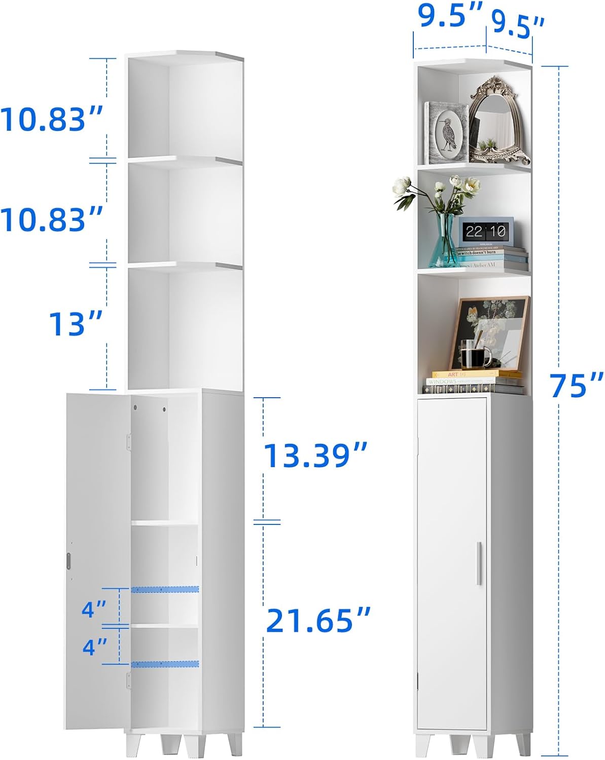 MOHOPE 748 Tall Corner Cabinet with 5-Tier Shelves
