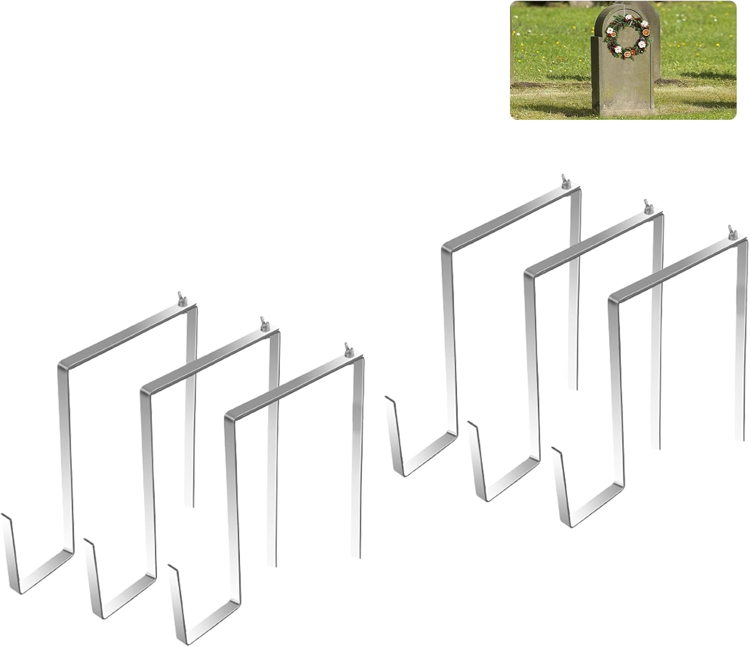 6Pcs Stainless Steel Christmas Grave Wreath Hanger