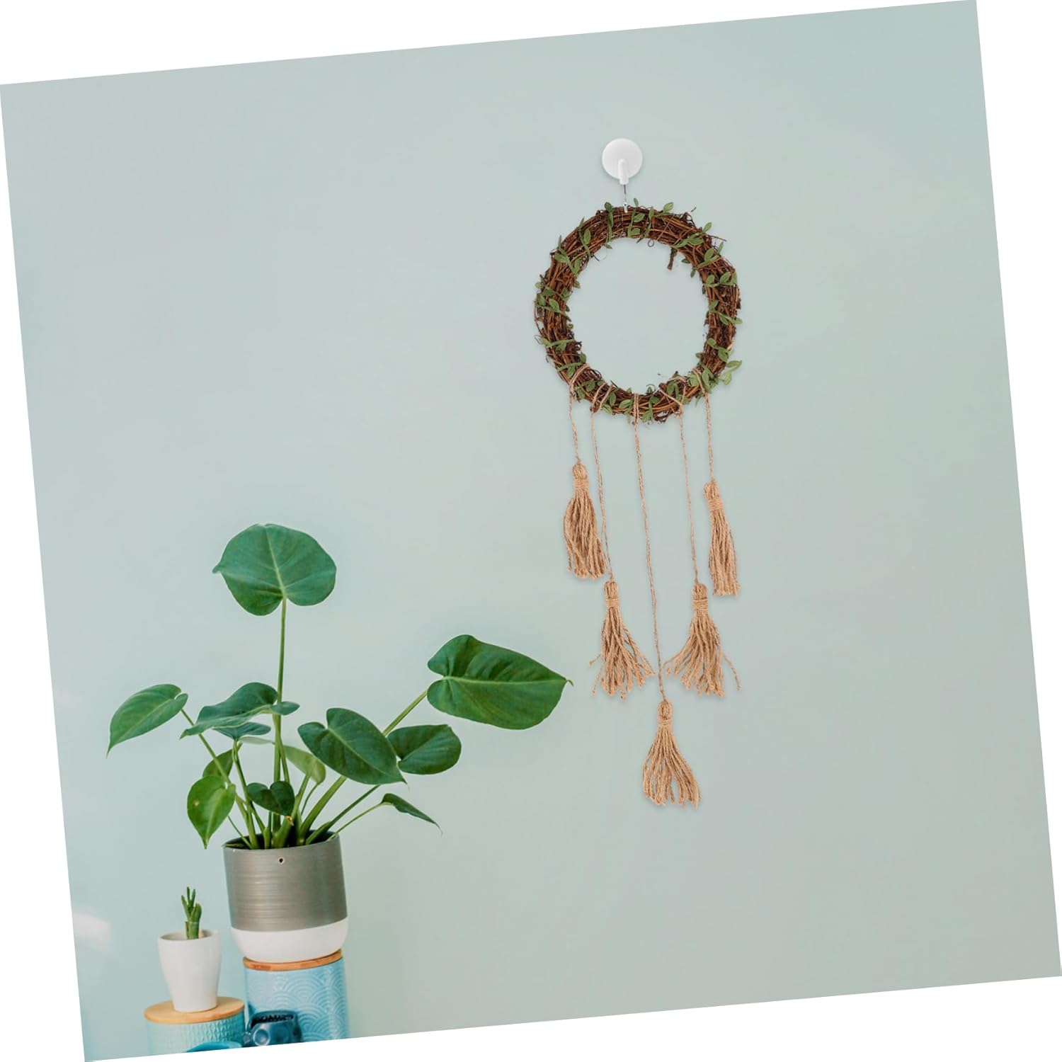VICASKY Wall-Mounted Rattan Wind Chime Door Wreath