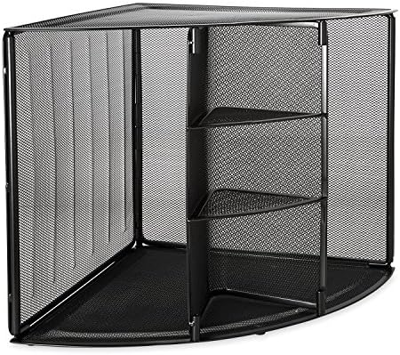 Rolodex Mesh Corner Desktop Shelf Black