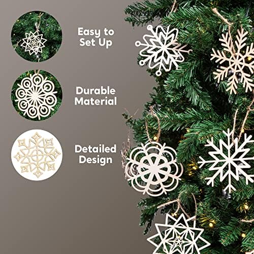 JOIEDOMI 36 Piece Snowflake Wooden Christmas Ornaments Set