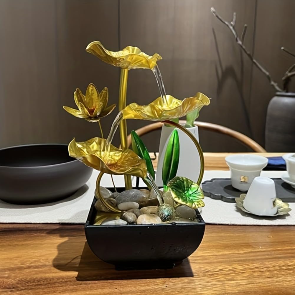 1pc 3-Tier Soothing Sounds Tabletop Fountain with LED Lights