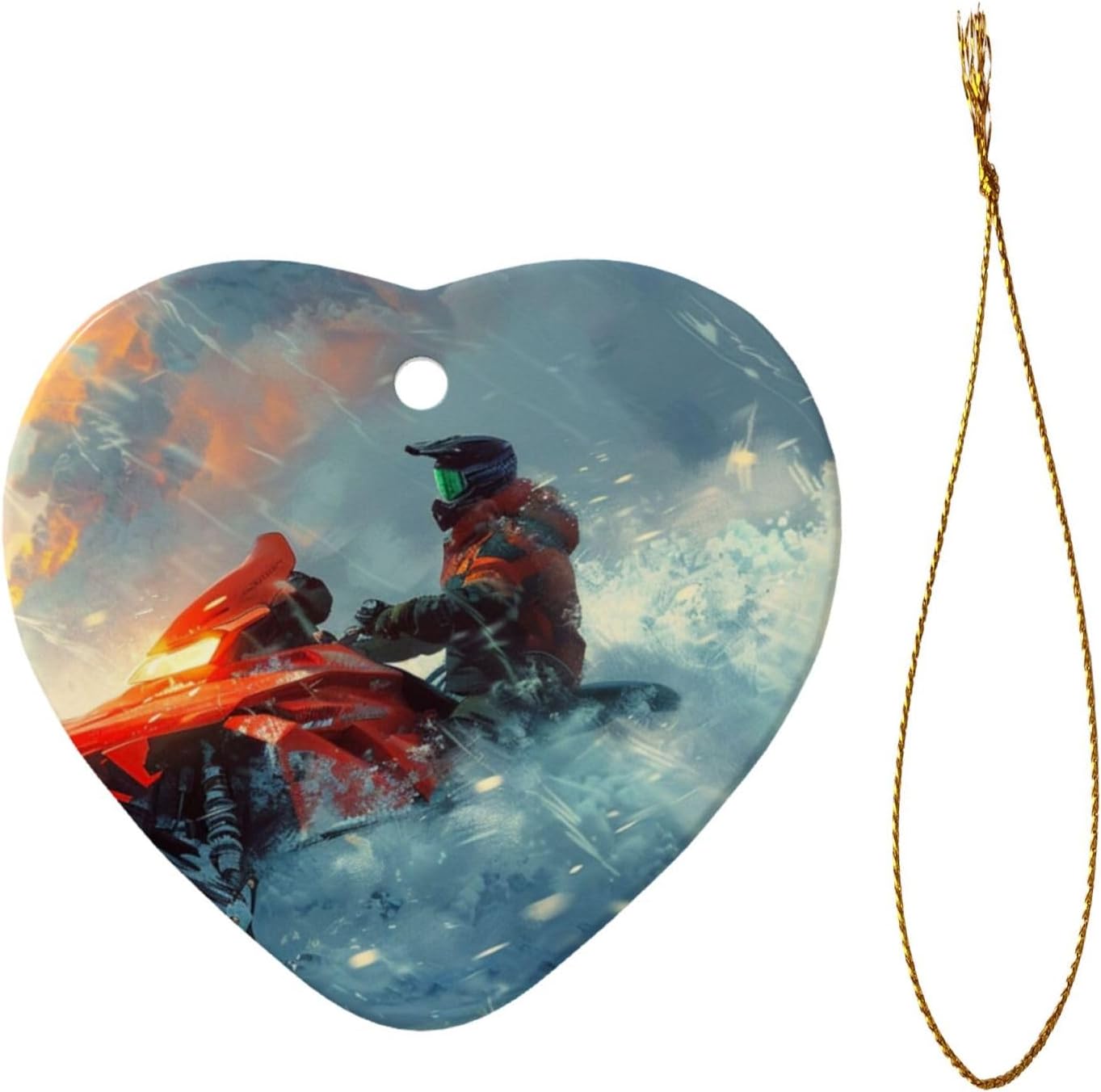 Yilequan Snowmobile Ceramic Christmas Tree Ornament