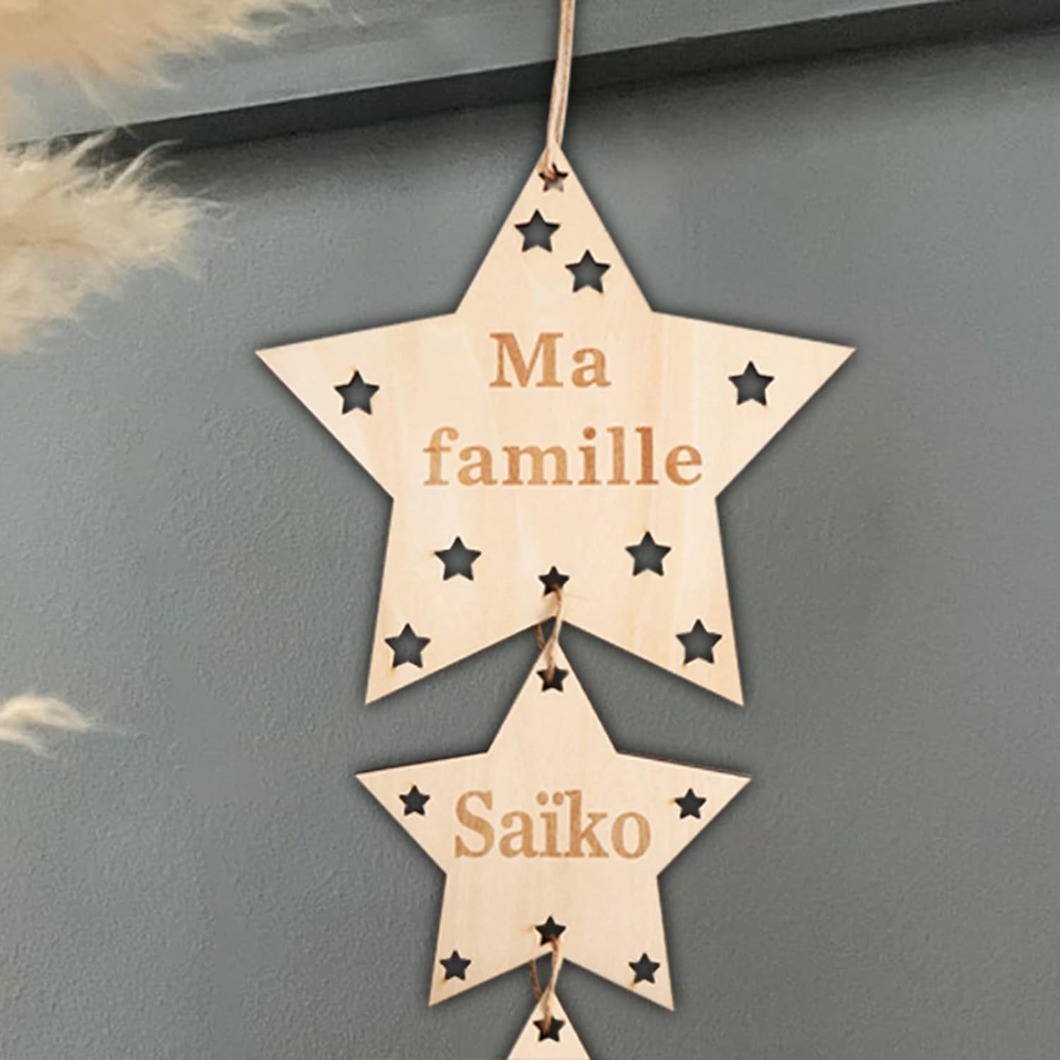 Custom Engraved Family Tree Star Wall Hanging Decor