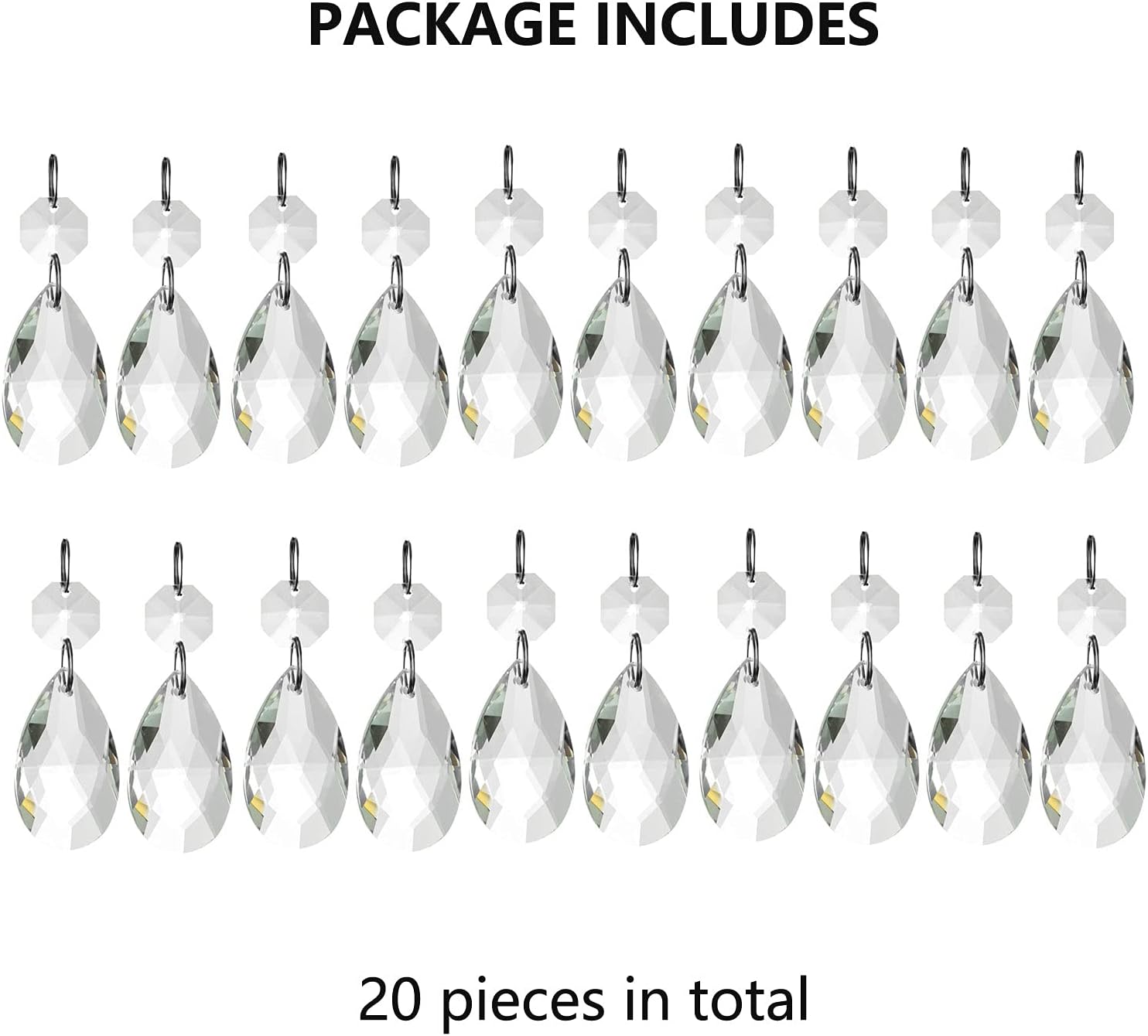 NUPTIO 20PCS Crystal Teardrop Pendant Hanging Decor