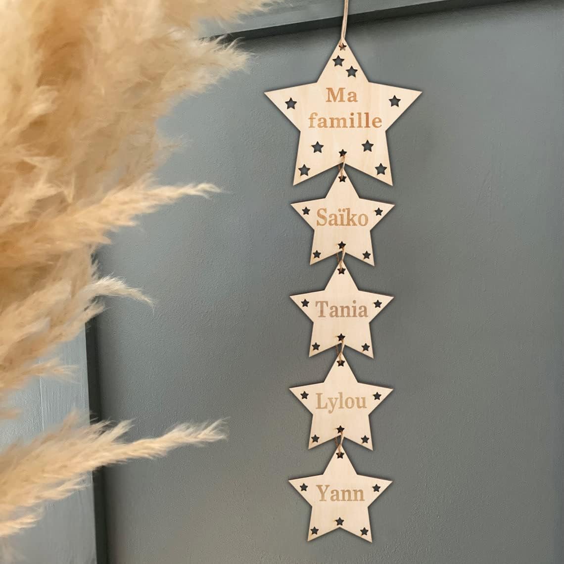 Custom Engraved Family Tree Star Wall Hanging Decor