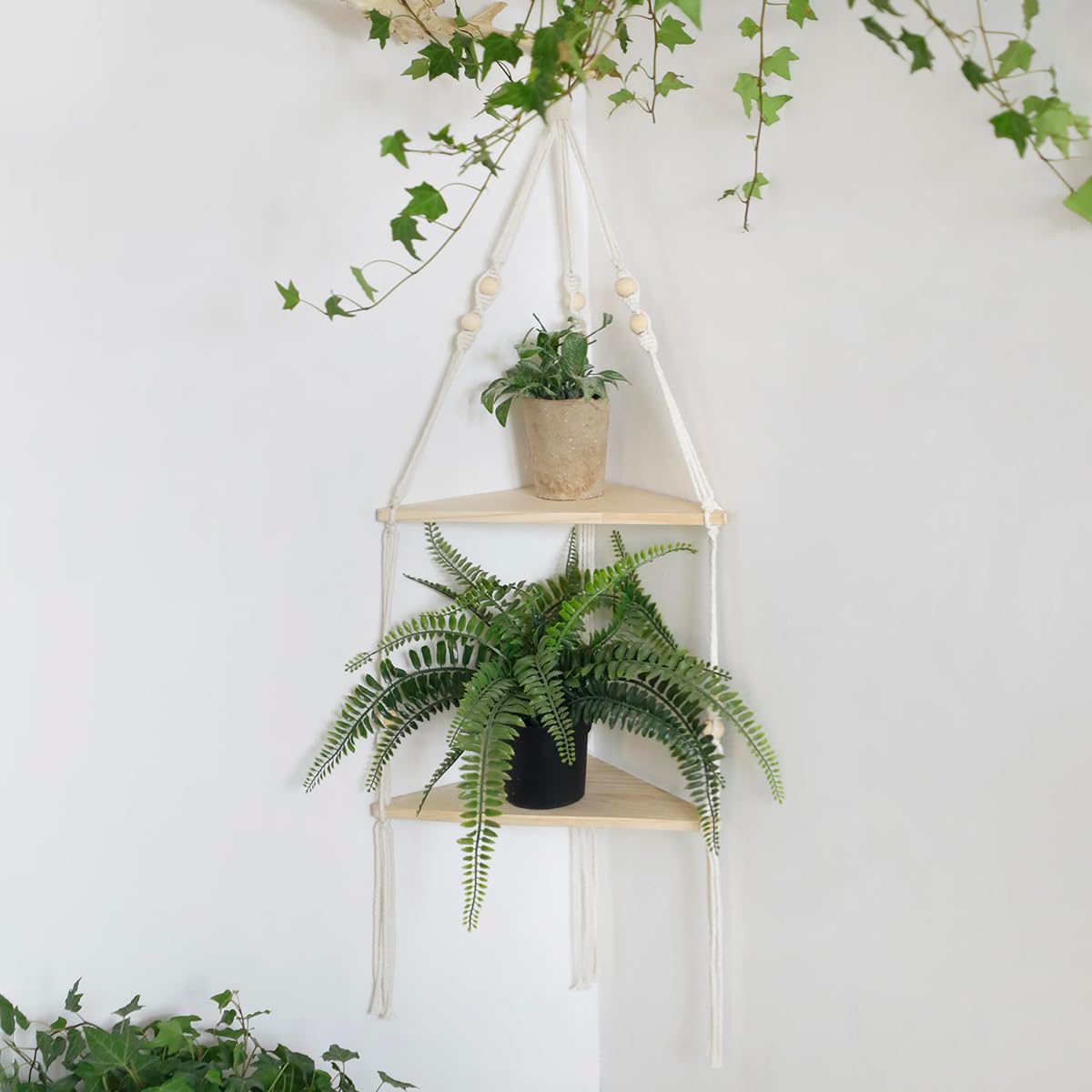 Artilady Corner Shelf - 2 Tier Floating Wood Wall Decor