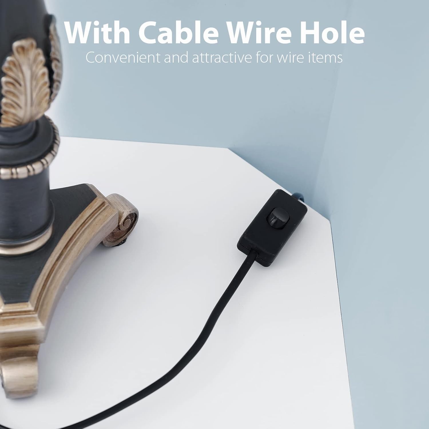 White Floating Corner Shelf with Cable Hole