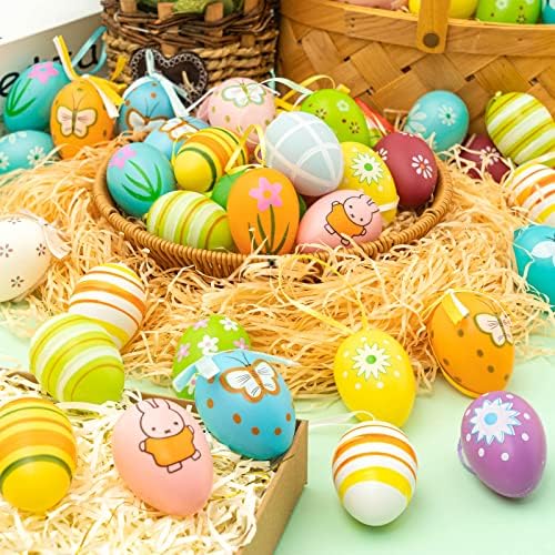 24 Pcs Multicolored Easter Hanging Eggs Set