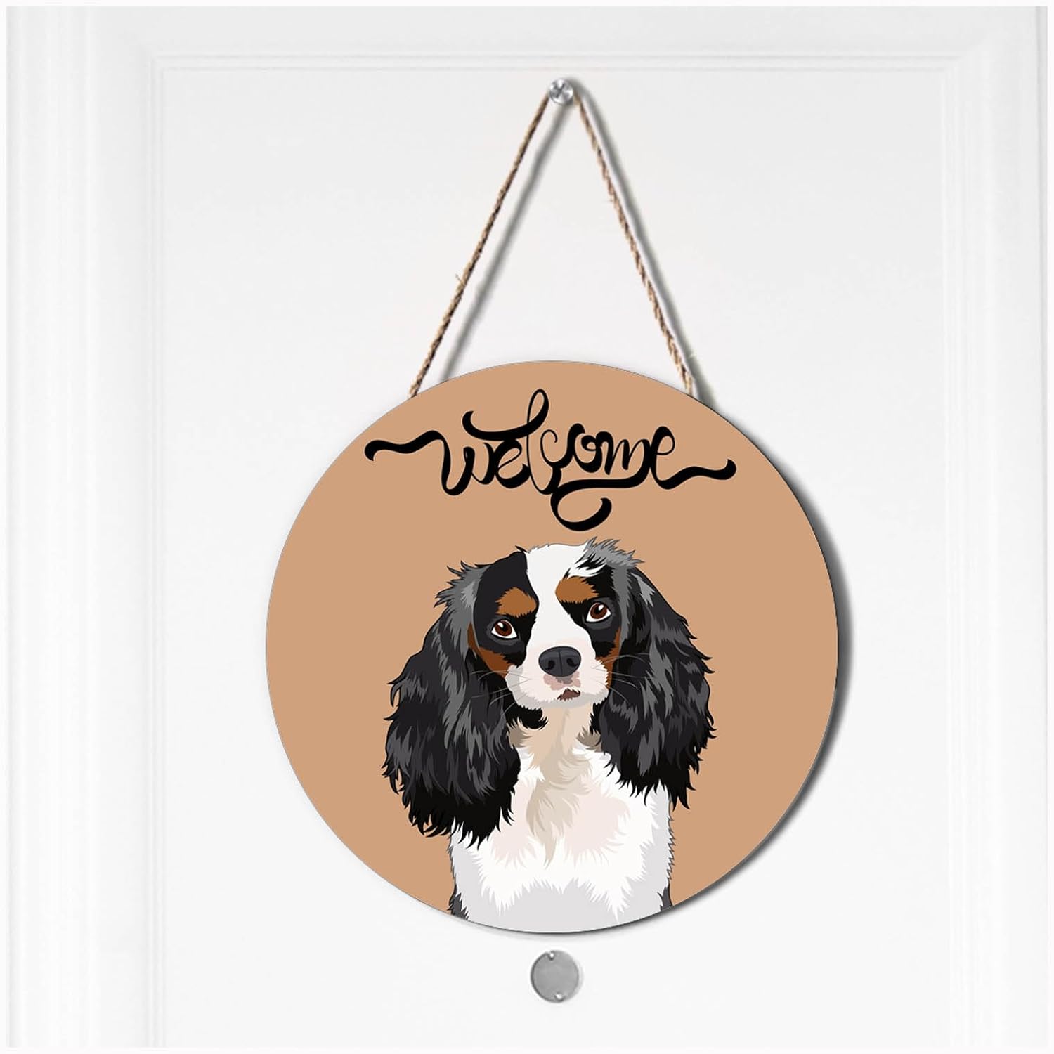 Cute Puppy Dog Wreath Hanger for Front Door Welcome Sign