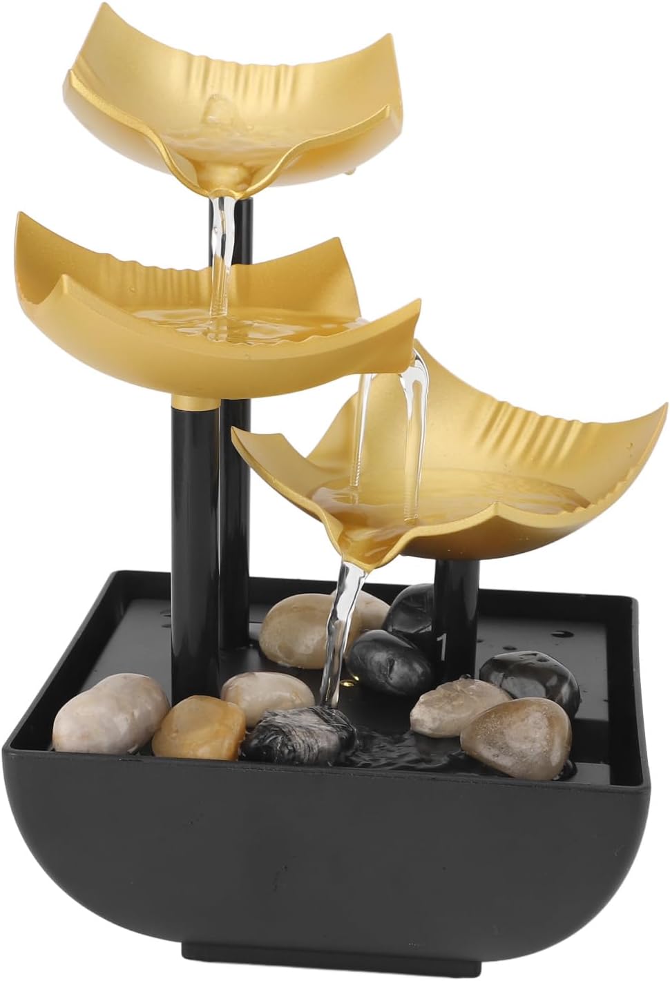 3 Tier Desktop Fountain with LED Light and Stones
