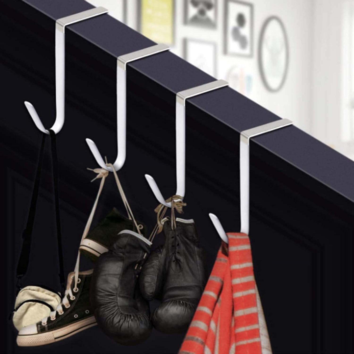 Black Wreath Hanger - Strong Fall Christmas Halloween Door Hook 5 Inch