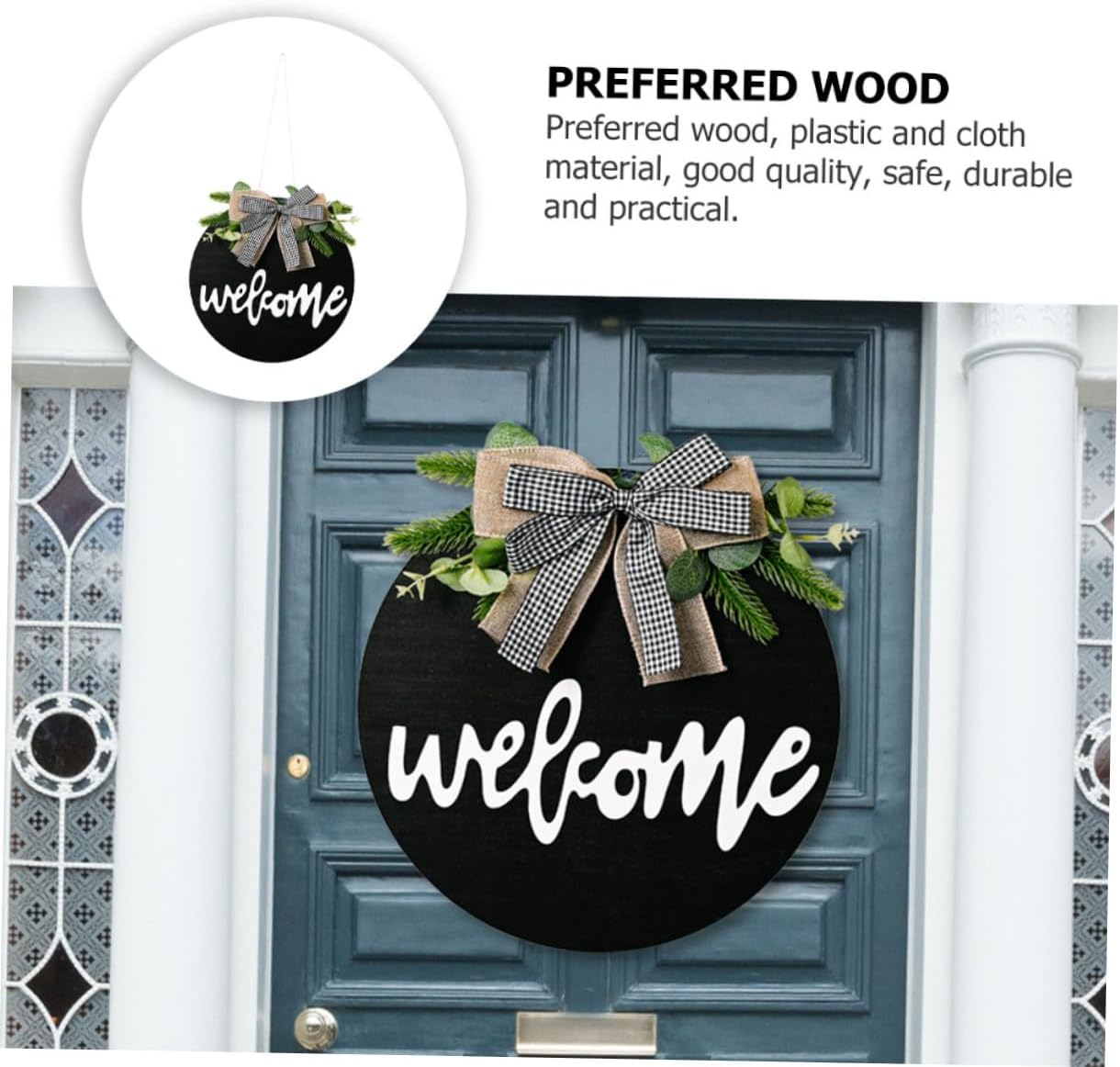 PRETYZOOM Elegant Door Wreath Hanger Welcome Board Decor