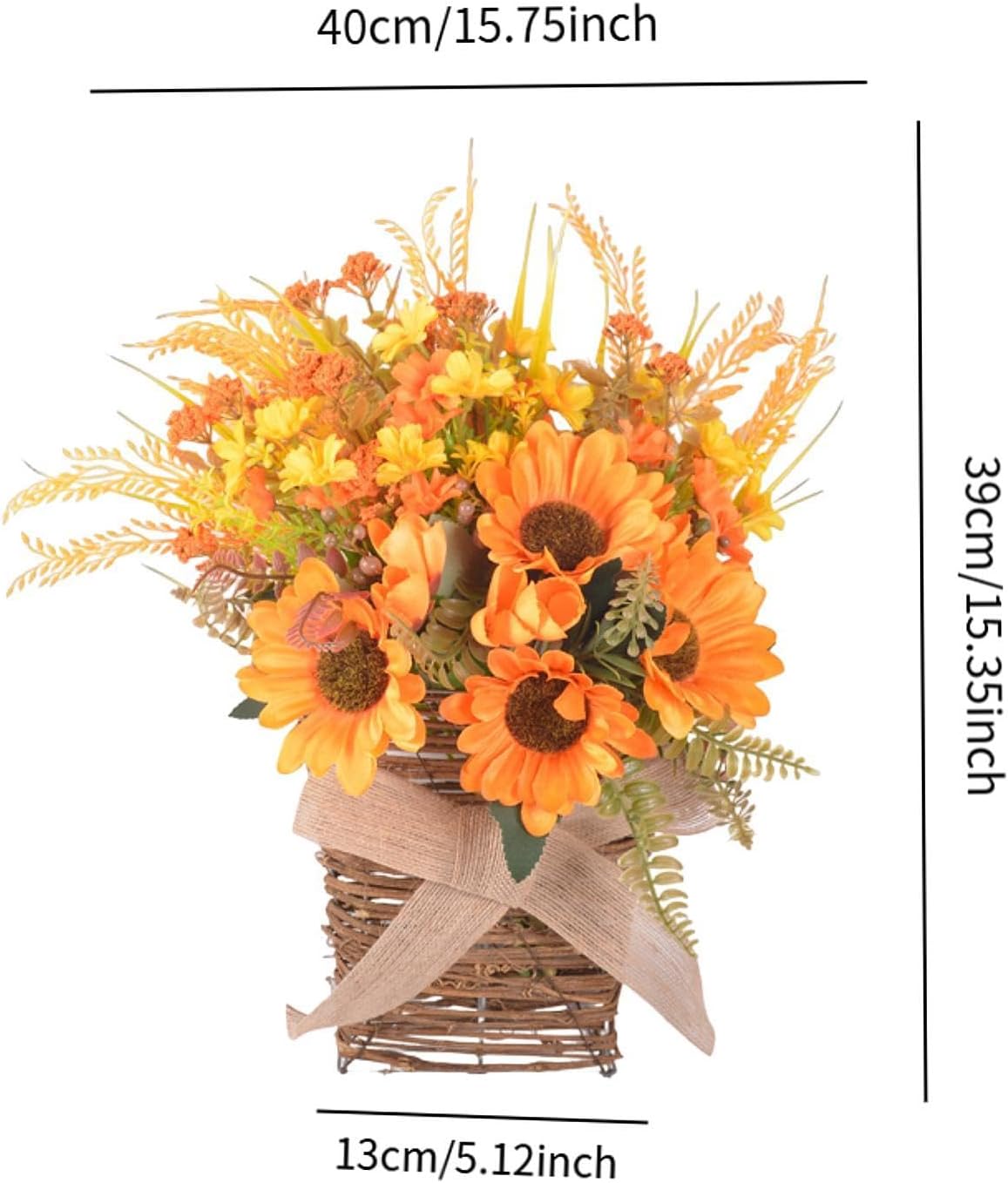 Door Hanging Basket Wreath for Front Door Floral Arrangement