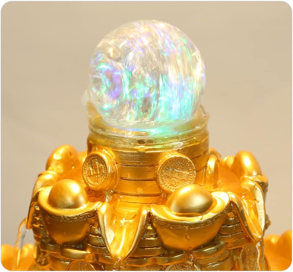 Yellow Cornucopia Tabletop Fountain with LED Lights