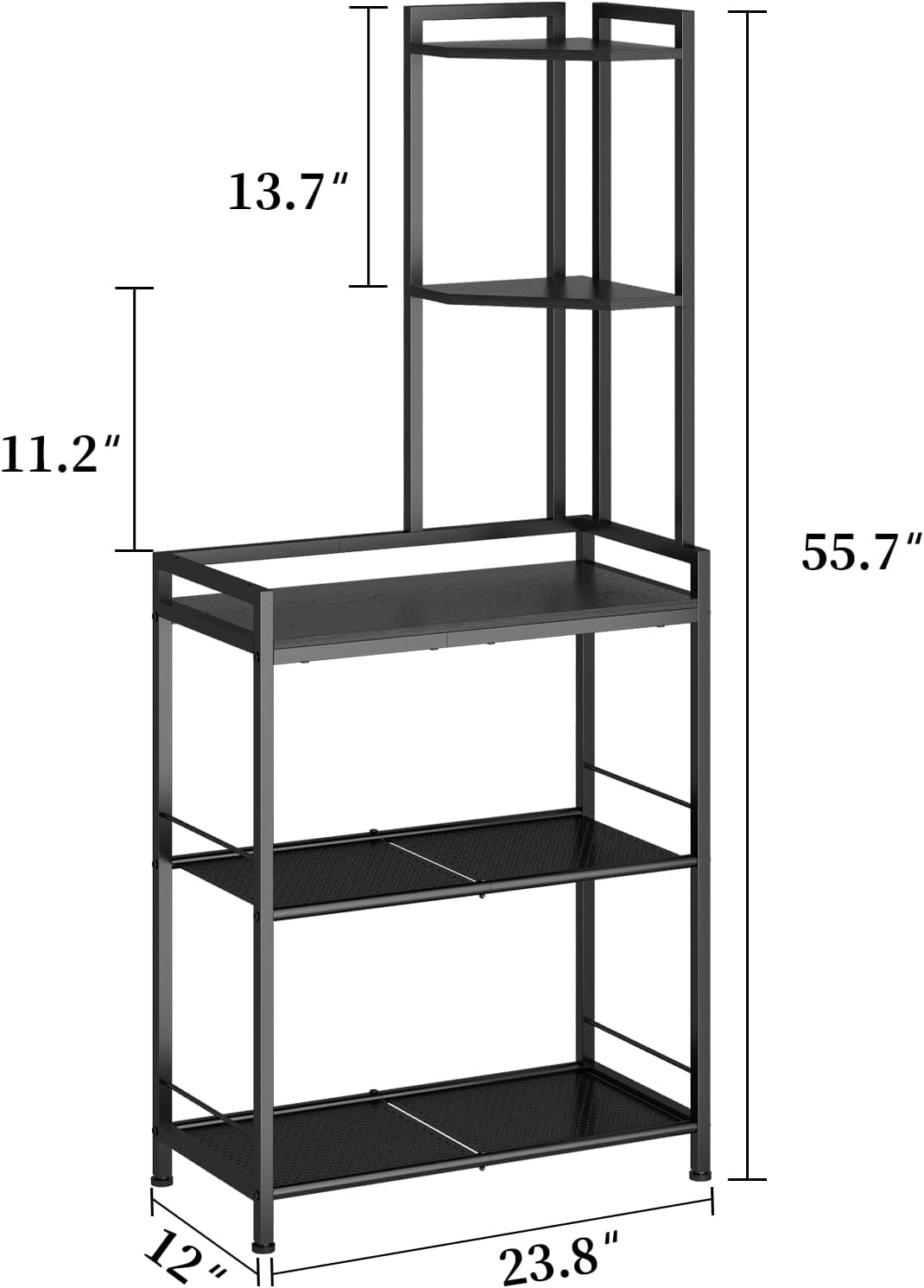 GILLAS 5 Tier Corner Shelf Stand - Black