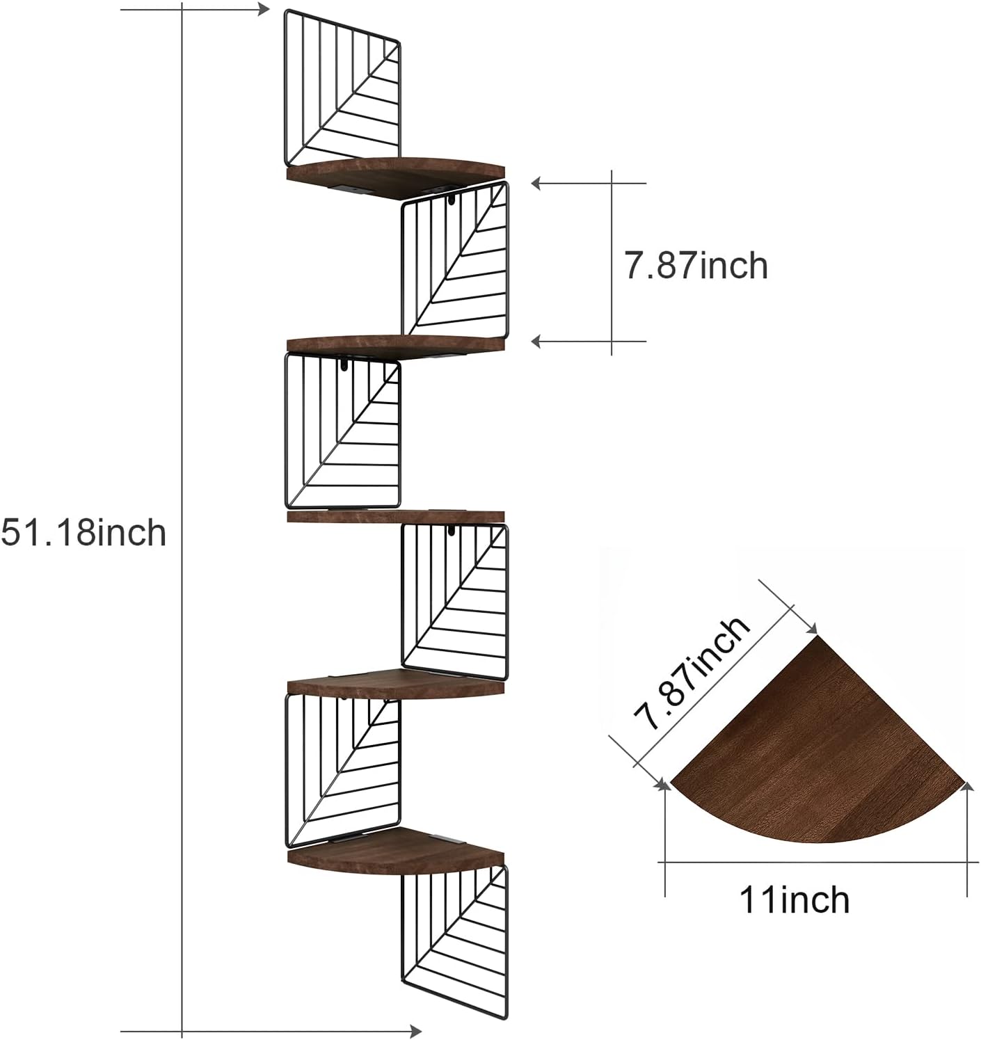 Love-KANKEI 5 Tier Corner Shelf Wall Mount