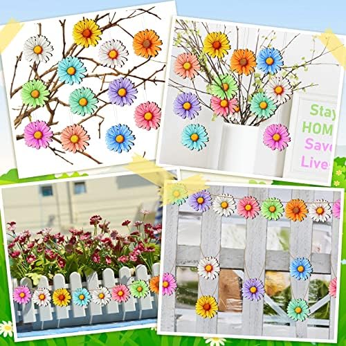 Maitys 36 Pcs Wooden Daisy Hanging Decorations
