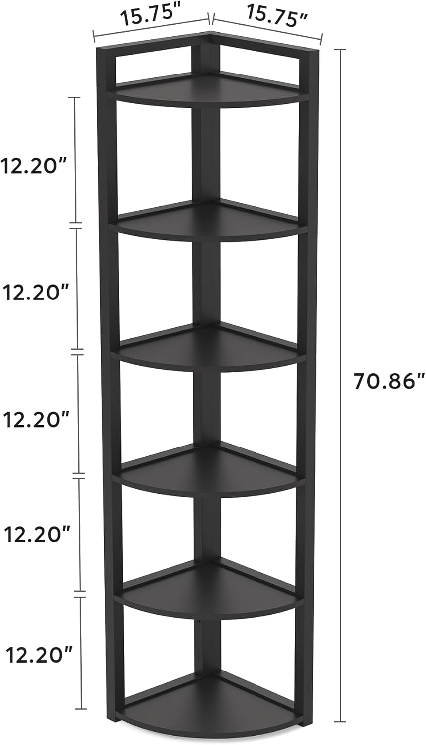 Tribesigns 6 Tier Corner Shelf Unit Black