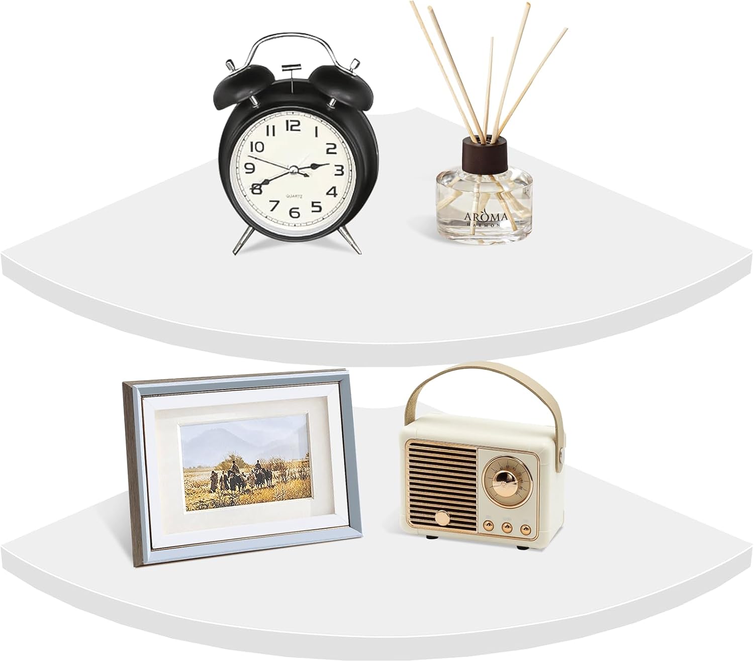 Homode Corner Wall Shelf Set of 2 White Floating Wooden
