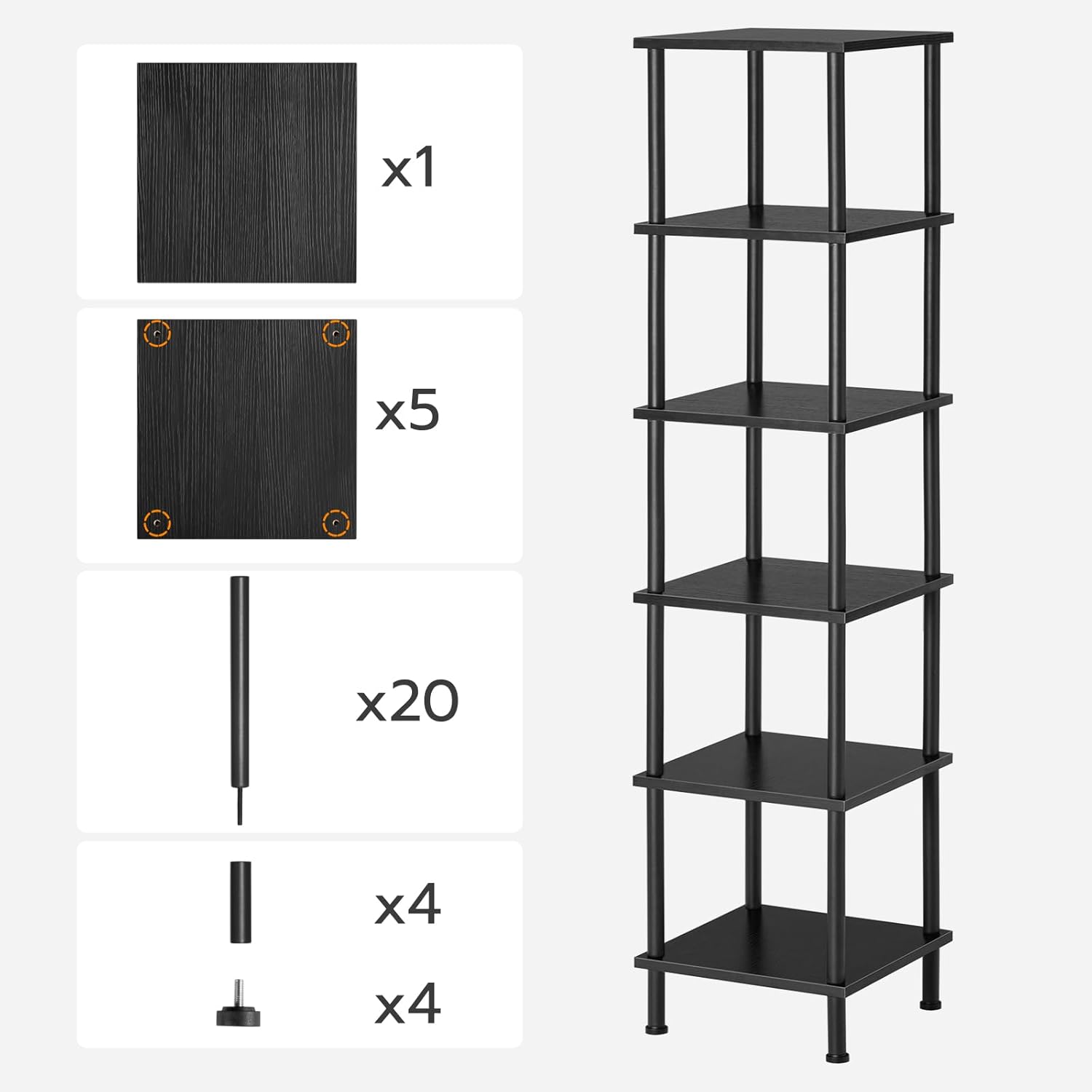 HOOBRO 6-Tier Corner Shelf Black BK55CJ01