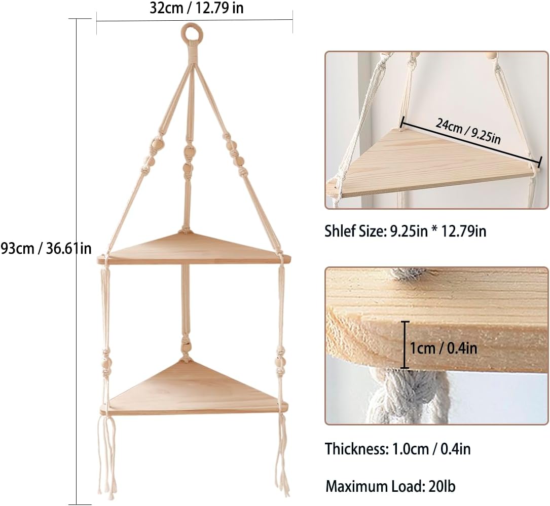 Artilady Corner Shelf - 2 Tier Floating Wood Wall Decor