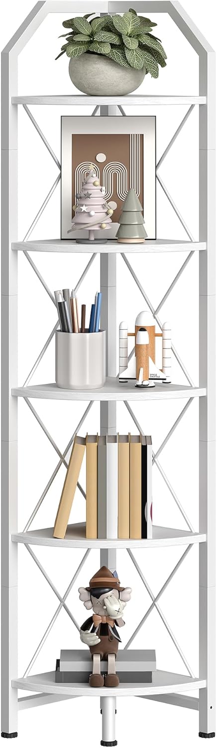 5-Tier Corner Shelf with Industrial Style TCJ10WB