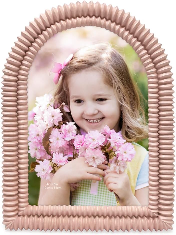 Isaac Jacobs 4x6 Matte Blush Arch Photo Frame with Black Fabric Easel