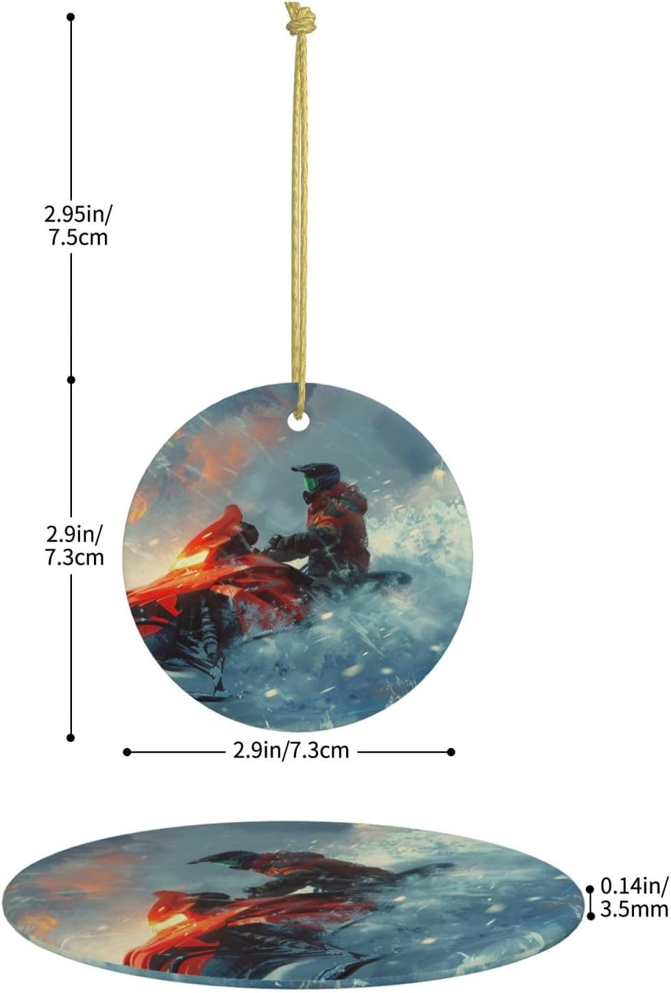 Yilequan Snowmobile Ceramic Christmas Ornament