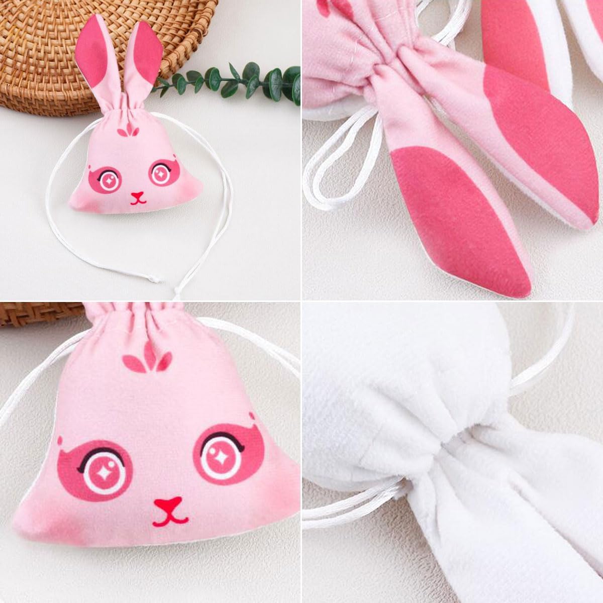 10 Pcs Chinese Rabbit Sachet Bags Velvet Drawstring Gift Pouch Set