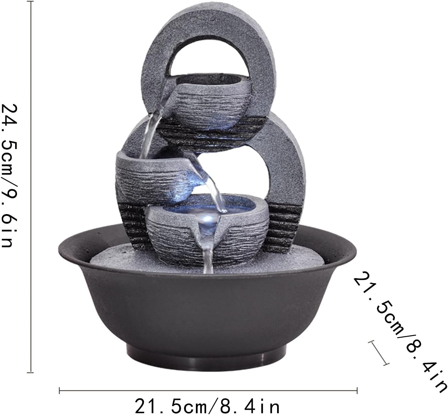 HASMI 9-Inch Tabletop Fountain for Indoor Decor