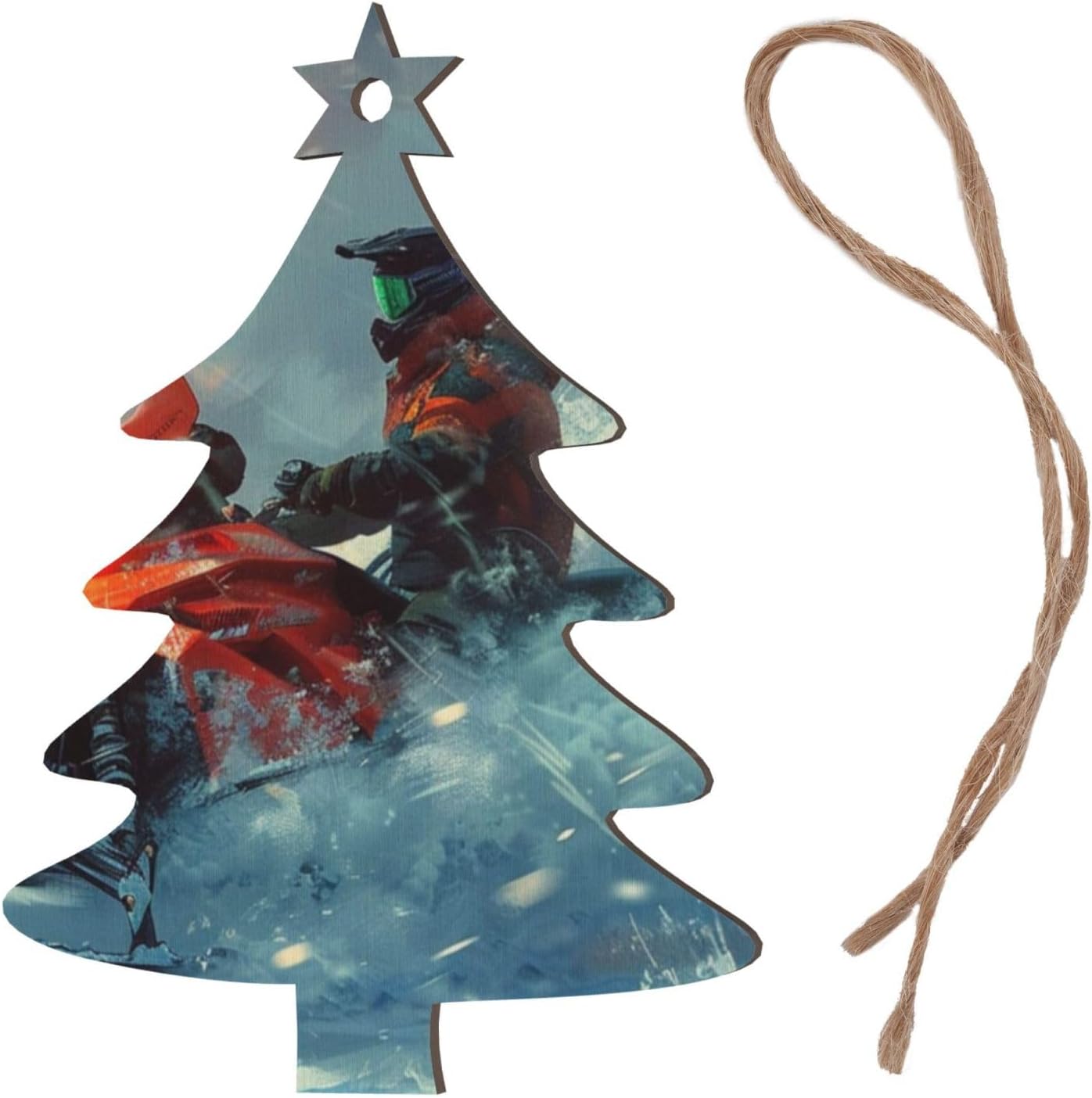 Yilequan Wooden Christmas Tree Decorations Snowmobile