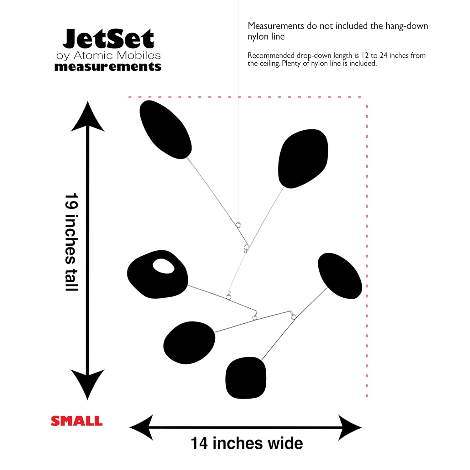 Chic Black Jetset Hanging Art Mobile 14x19 Made in USA