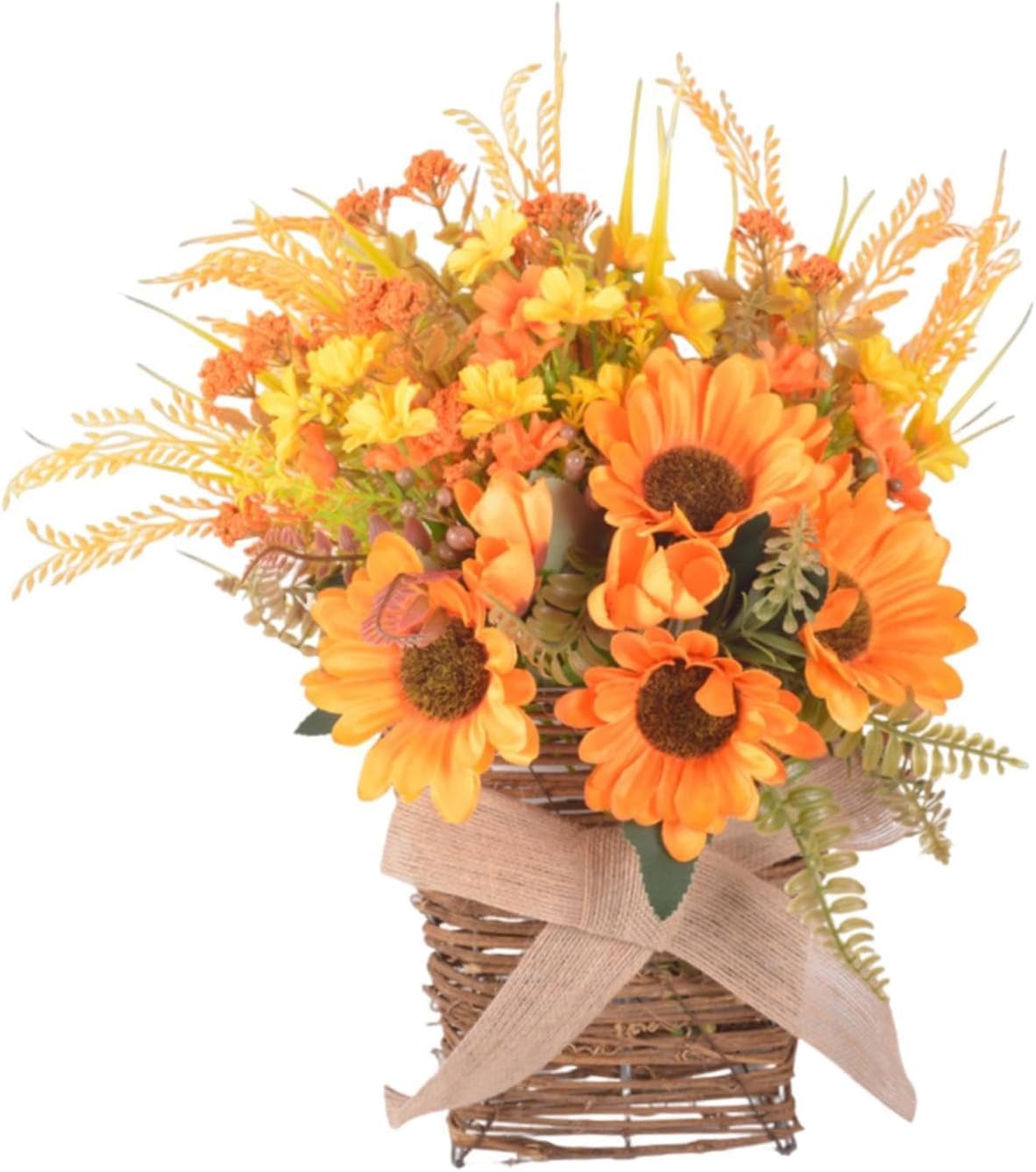 Door Hanging Basket Wreath for Front Door Floral Arrangement