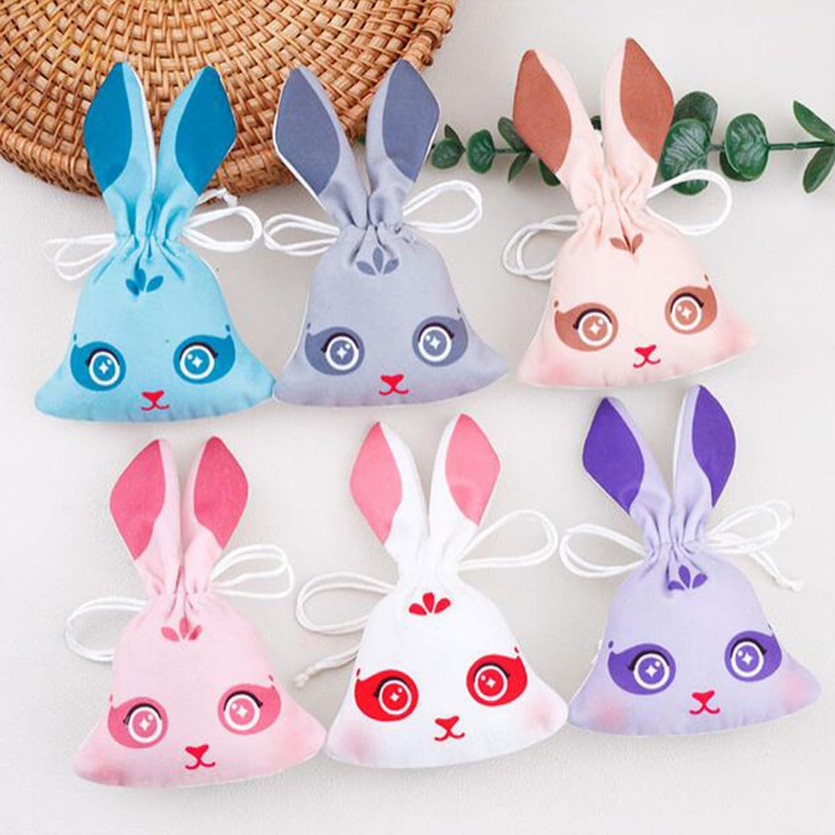 10 Pcs Chinese Rabbit Sachet Bags Velvet Drawstring Gift Pouch Set