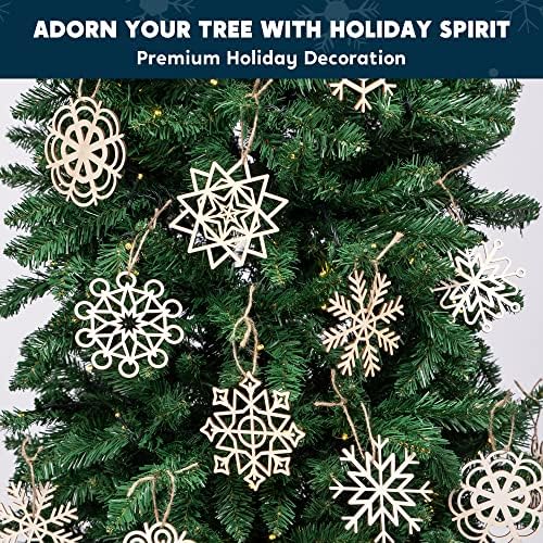JOIEDOMI 36 Piece Snowflake Wooden Christmas Ornaments Set